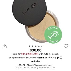 Lawless Seal The Deal Talc Free Loose Setting Powder in Translucent, Full Size